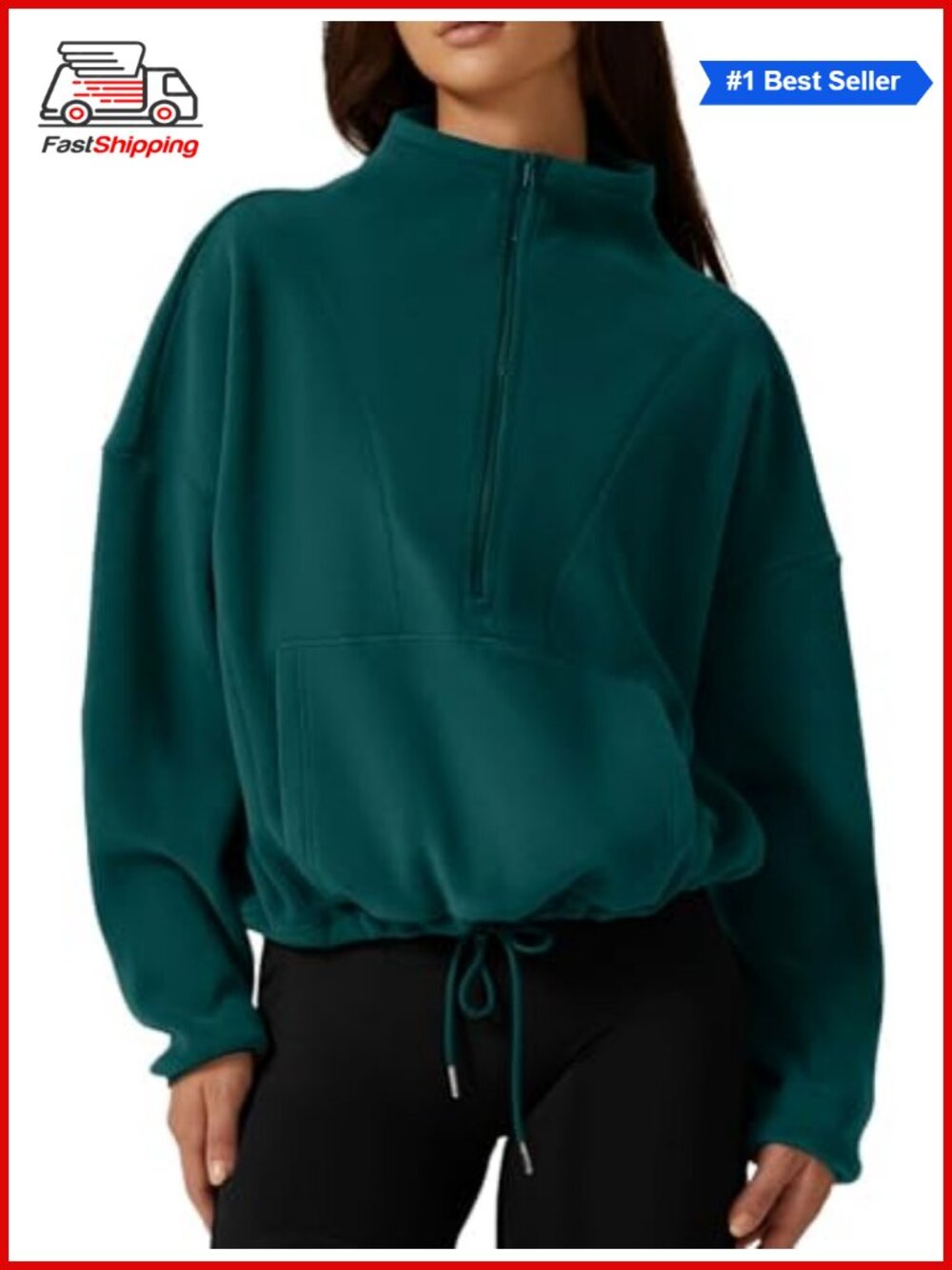 ✨QINSEN Half Zip Fleece Sweatshirt Mock Neck Sherpa Pullover